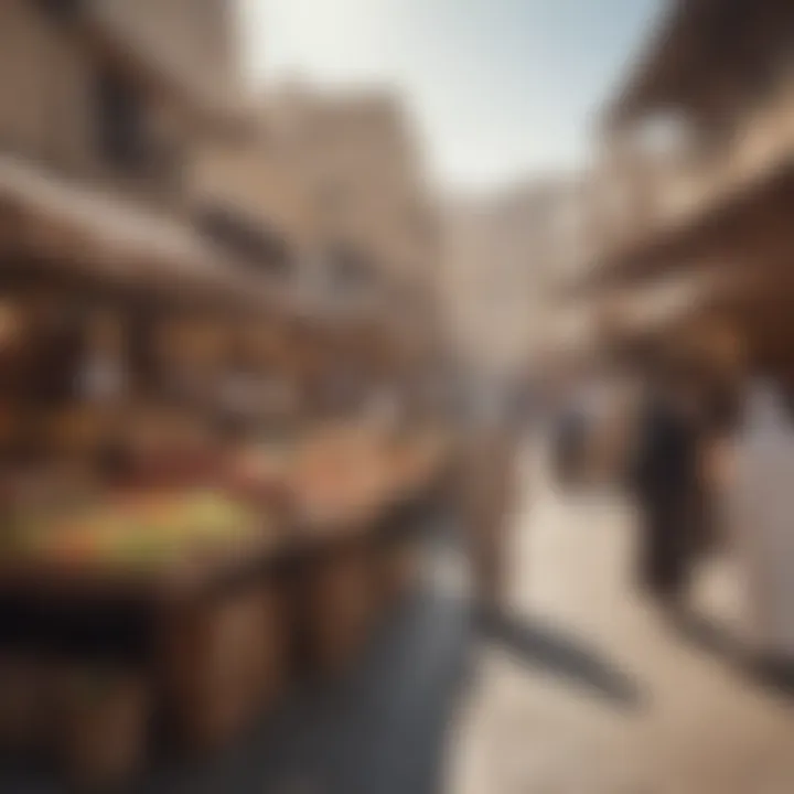 A bustling market scene in Al Wasl One, representing local culture