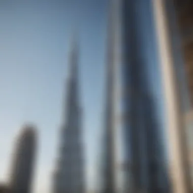 Close-up of the architectural details of Burj Al Khalifa