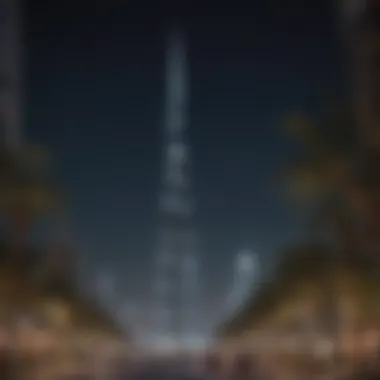 Burj Al Khalifa illuminated at night