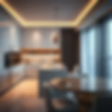 Sleek Kitchen Aesthetics in Burj Khalifa Elegant kitchen design in Burj Khalifa residence
