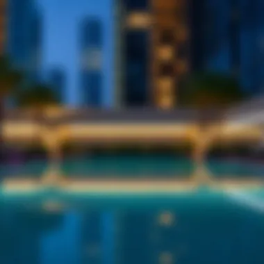 Luxurious amenities within DIFC Park Towers swimming pool area