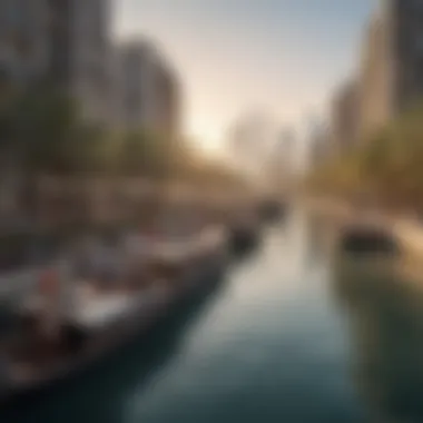 Vibrant community gathering along the banks of the Dubai Canal