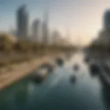 Panoramic view of the Dubai Canal showcasing the blend of urban and natural landscapes