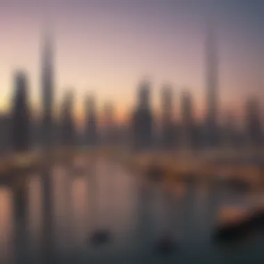 Skyline of Dubai Creek A panoramic view showcasing the stunning skyline along Dubai Creek