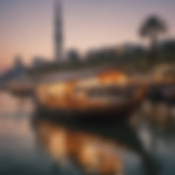 Traditional abra boats navigating the waters of Dubai Creek