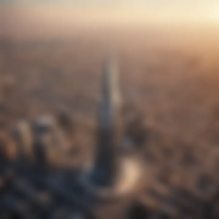 Aerial view showcasing the urban landscape with Noor Tower