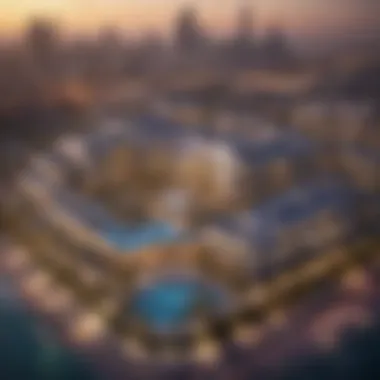 Aerial view of Oceanz complex emphasizing its prime location in Dubai