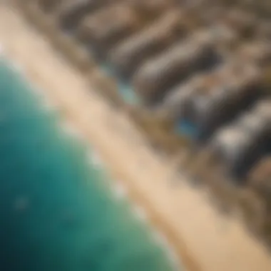 Aerial View of Plage Jumeirah Aerial view of Plage Jumeirah showcasing the golden sands and azure waters