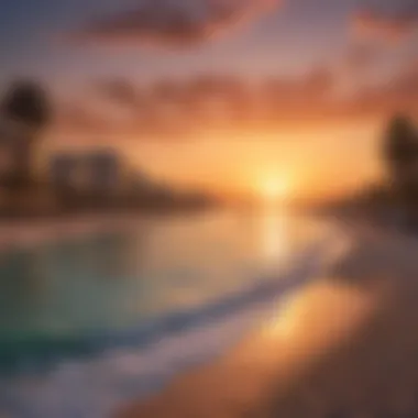 Enchanting Sunset at Plage Jumeirah Vibrant sunset at Plage Jumeirah highlighting the beach's enchanting atmosphere