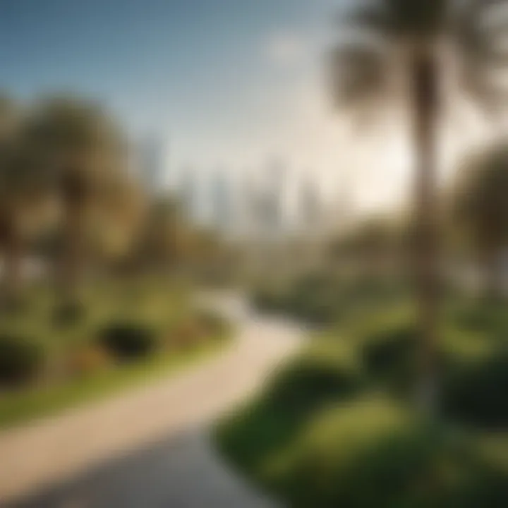 A scenic view of parks and green spaces in Dubai Silicon Oasis, highlighting the community atmosphere.