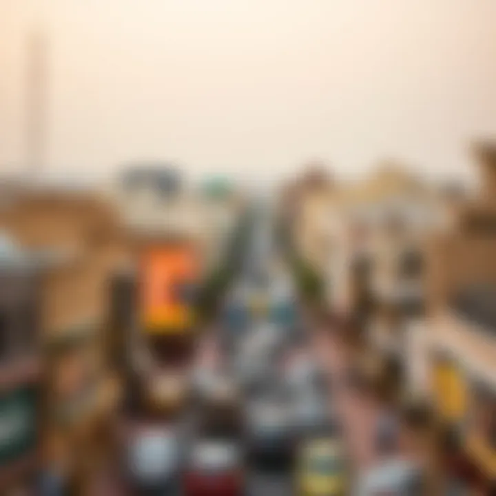 A panoramic view of the bustling streets of Karama