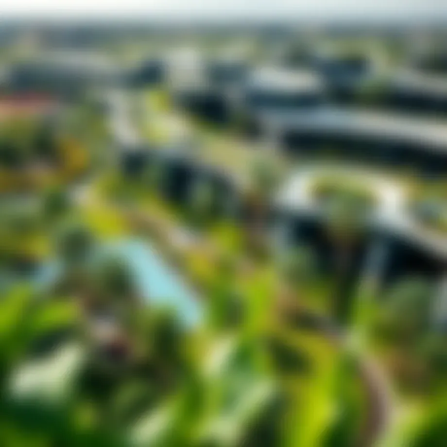 Aerial view of Hartland Greens showcasing lush greenery and modern architecture