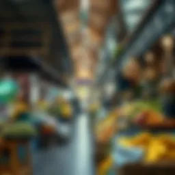 Vibrant market stalls filled with local produce