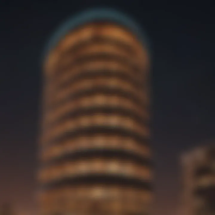 Sahara Tower illuminated at night, highlighting its grandeur and ambiance