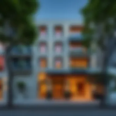 Stylish Apartment Hotel Facade Stylish apartment hotel facade showcasing architectural design